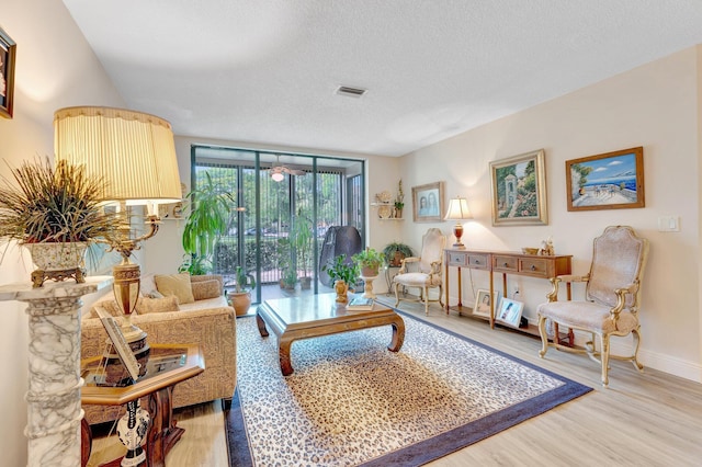 4101 Coral Tree Cir Unit 116, Coconut Creek, FL 33073 - living room with light wood-type flooring, baseboards, and a textured ceiling