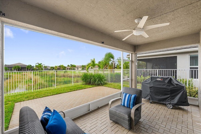 11688 SW Brighton Falls Dr, Port Saint Lucie, FL 34987 - view of patio featuring a ceiling fan and grilling area