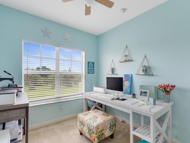 2536 Creekside Dr, Fort Pierce, FL 34981 - carpeted home office with ceiling fan and baseboards