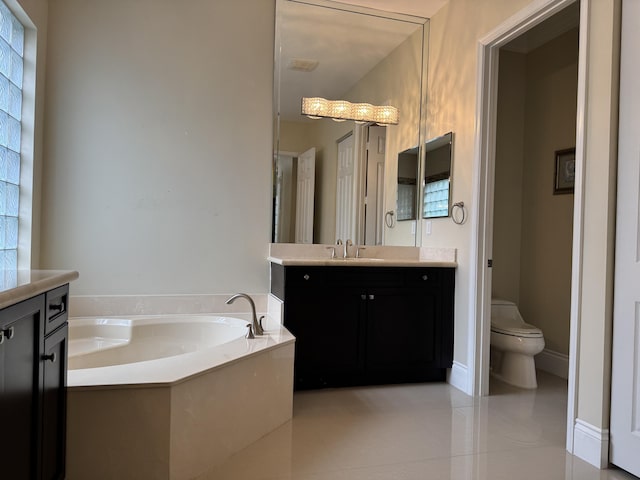 10469 Whitewind Cir, Boynton Beach, FL 33473 - full bath featuring vanity, a bath, toilet, and tile patterned flooring