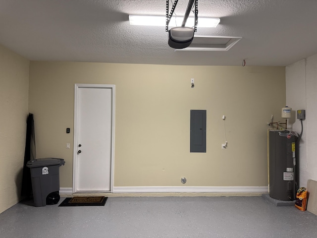 10469 Whitewind Cir, Boynton Beach, FL 33473 - garage with electric panel, electric water heater, and a garage door opener
