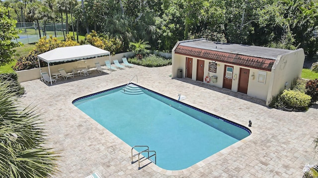 1700 Presidential Way Unit 201, West Palm Beach, FL 33401 - view of swimming pool featuring a patio and a gazebo