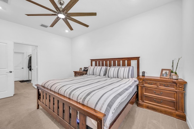 1246 Tangled Orchard Trce, Loxahatchee, FL 33470 - bedroom with light carpet, recessed lighting, and a ceiling fan