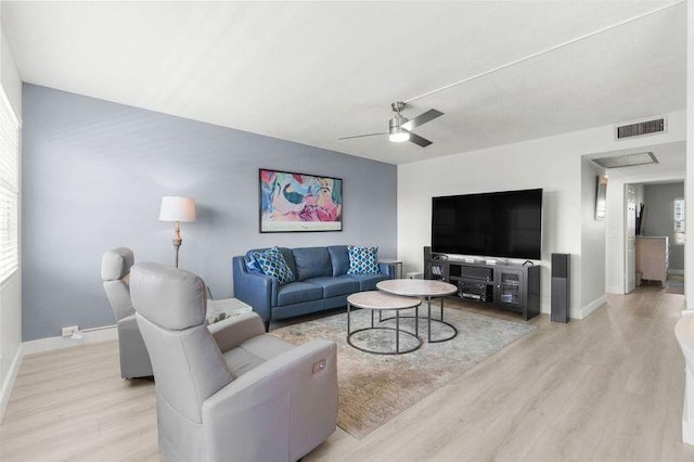 4051 Guildford C Unit 4051, Boca Raton, FL 33434 - living room with light wood-style flooring, baseboards, and ceiling fan
