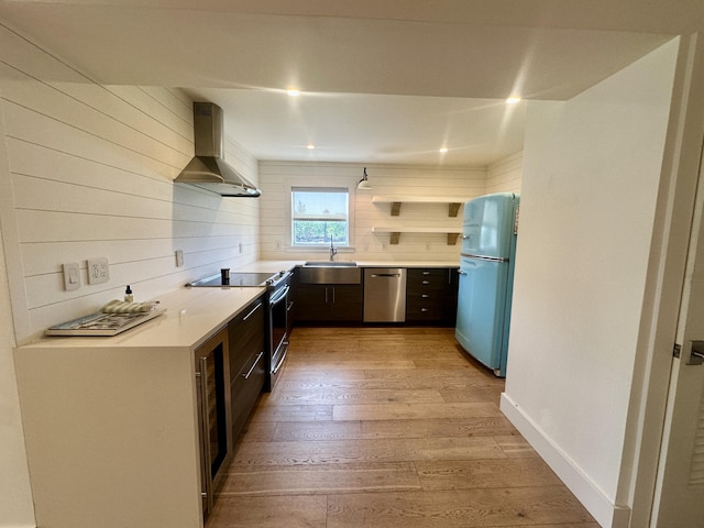 3 Colonial Club Dr Unit 104, Boynton Beach, FL 33435 - kitchen featuring range hood, freestanding refrigerator, dishwasher, range with electric stovetop, and a sink