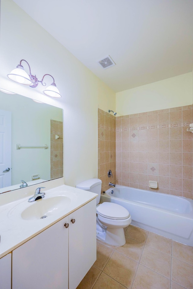 5441 Via Delray Unit 17, Delray Beach, FL 33484 - bathroom with vanity, tile patterned floors, toilet, and bathtub / shower combination