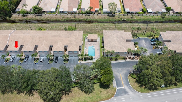 5441 Via Delray Unit 17, Delray Beach, FL 33484 - aerial perspective of suburban area with a pool area