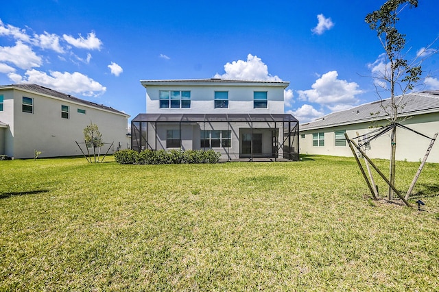 5452 Macoon Way, Westlake, FL 33470 - back of property with a lawn, a lanai, and stucco siding