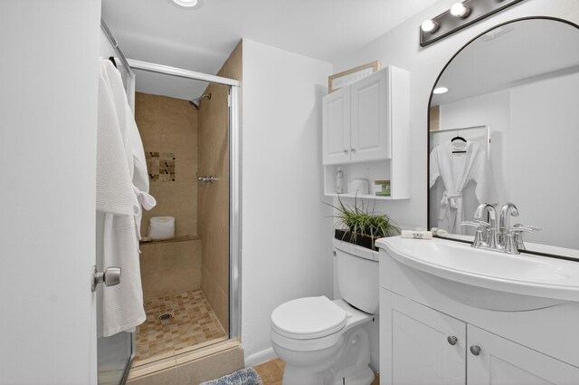 9370 SW 8th St Unit 410, Boca Raton, FL 33428 - full bath featuring vanity, a shower stall, toilet, and tile patterned flooring