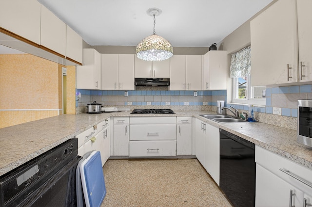 1115 S Seacrest Blvd, Boynton Beach, FL 33435 - kitchen featuring black appliances, a sink, light countertops, and decorative backsplash