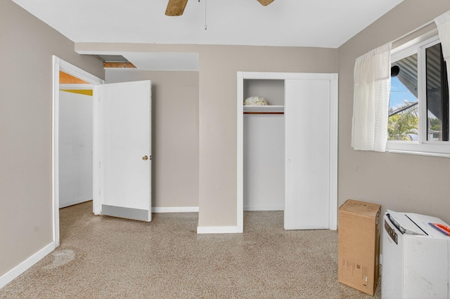 1115 S Seacrest Blvd, Boynton Beach, FL 33435 - unfurnished bedroom with baseboards, a closet, and ceiling fan