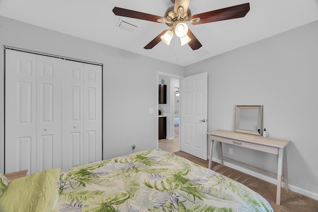 191 SW Glenwood Dr, Port Saint Lucie, FL 34984 - bedroom featuring a closet, a ceiling fan, and baseboards
