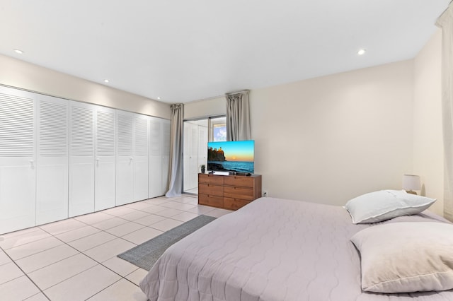 271 Saxony Unit F, Delray Beach, FL 33446 - bedroom featuring light tile patterned floors and recessed lighting