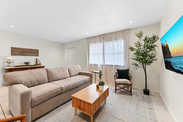 271 Saxony Unit F, Delray Beach, FL 33446 - living room with tile patterned floors, recessed lighting, and baseboards