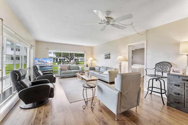 1470 S Ocean Blvd Unit 1101, Pompano Beach, FL 33062 - living room featuring wood-type flooring and a ceiling fan