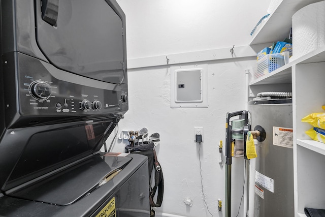 1470 S Ocean Blvd Unit 1101, Pompano Beach, FL 33062 - laundry room with stacked washer / dryer, gas water heater, and electric panel