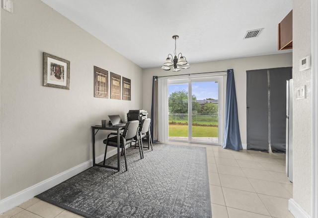 1528 Singletary Ave, Pahokee, FL 33476 - office area with a chandelier, light tile patterned floors, and baseboards