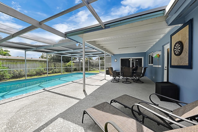 1056 SW 27th Ave, Boynton Beach, FL 33426 - view of swimming pool with a patio, a fenced backyard, and glass enclosure