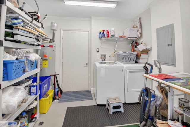 6736 Old Farm Trl, Boynton Beach, FL 33437 - washroom with electric panel, electric water heater, and independent washer and dryer