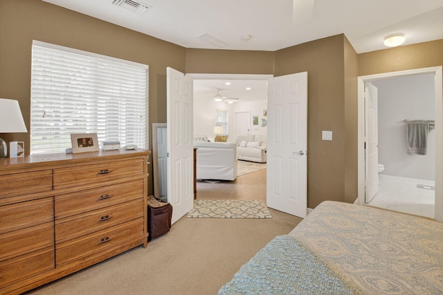 6736 Old Farm Trl, Boynton Beach, FL 33437 - bedroom featuring connected bathroom and light colored carpet