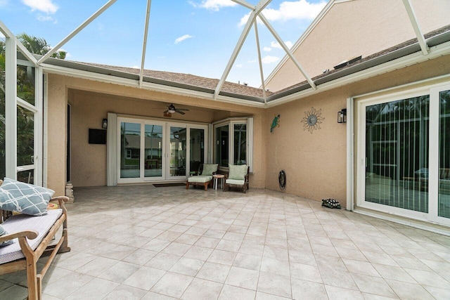 137 N Lakeshore Dr, Hypoluxo, FL 33462 - view of patio / terrace featuring a lanai and a ceiling fan