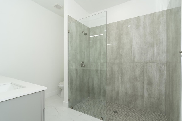 4209 25th St SW, Lehigh Acres, FL 33976 - full bath featuring marble finish flooring, tiled shower, toilet, and vanity