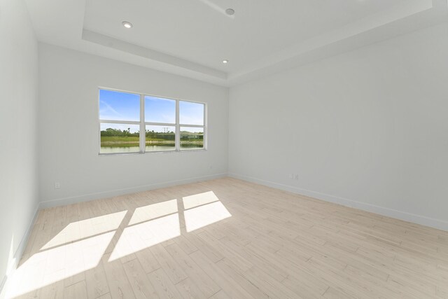 10647 SW Vineyard Dr, Port Saint Lucie, FL 34987 - spare room featuring light wood finished floors, a tray ceiling, baseboards, and recessed lighting