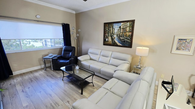 9587 Weldon Cir Unit B414, Tamarac, FL 33321 - living area with baseboards, ornamental molding, and wood finished floors