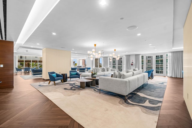 220 SE Mizner Blvd Unit 611, Boca Raton, FL 33432 - living room with a chandelier, plenty of natural light, and recessed lighting
