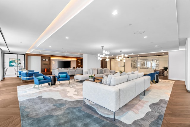 220 SE Mizner Blvd Unit 611, Boca Raton, FL 33432 - living area with a chandelier, recessed lighting, and baseboards
