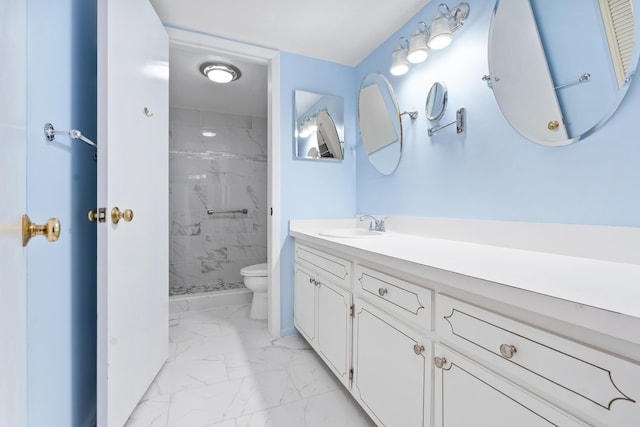 800 NW Fork Rd Unit 9-1, Stuart, FL 34994 - full bath with marble look tiles, vanity, a marble finish shower, and toilet