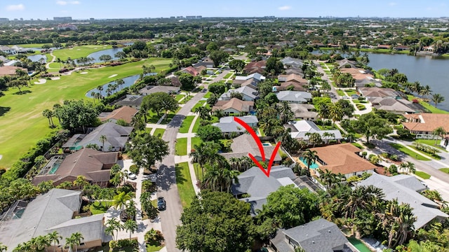 17315 Lake Park Rd, Boca Raton, FL 33487 - aerial view of property's location with nearby suburban area, a local golf course, and a nearby body of water