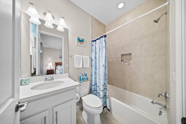 11187 SW Lake Park Dr, Port Saint Lucie, FL 34987 - bathroom with shower / tub combo, vanity, and toilet