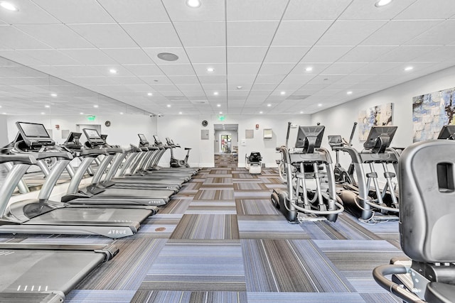 7076 Huntington Ln Unit 206, Delray Beach, FL 33446 - gym featuring carpet floors and recessed lighting