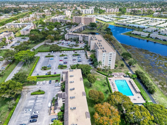 7076 Huntington Ln Unit 206, Delray Beach, FL 33446 - aerial view of property and surrounding area featuring a large body of water and a pool