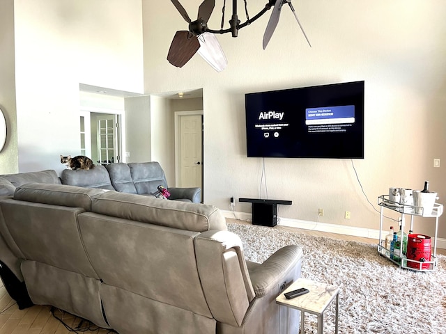 5775 Reynolds Rd, Lake Worth, FL 33449 - living area featuring wood finished floors, ceiling fan, and baseboards