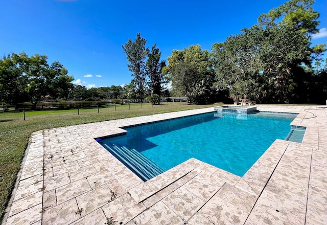 5775 Reynolds Rd, Lake Worth, FL 33449 - view of pool with a patio, a pool with connected hot tub, and view of scattered trees