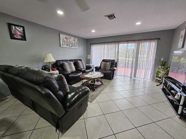 5730 Fernley Dr E Unit 4, West Palm Beach, FL 33415 - living room with light tile patterned flooring, recessed lighting, and plenty of natural light
