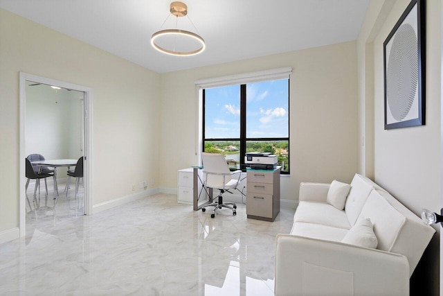 7578 Regency Lake Dr Unit 802, Boca Raton, FL 33433 - office area with light marble finish flooring
