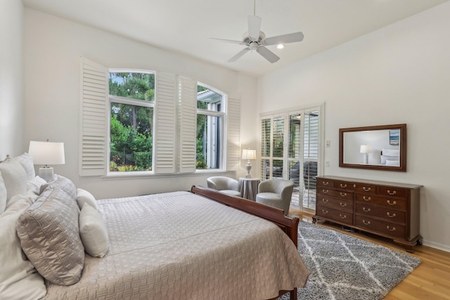 139 Sedona Way, Palm Beach Gardens, FL 33418 - bedroom with wood finished floors, ceiling fan, and access to exterior