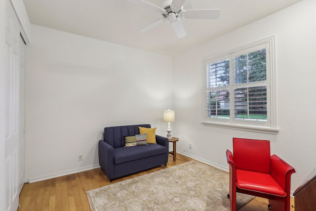 139 Sedona Way, Palm Beach Gardens, FL 33418 - living area featuring wood-type flooring, ceiling fan, and baseboards