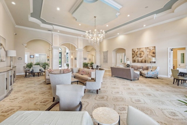 139 Sedona Way, Palm Beach Gardens, FL 33418 - community lobby featuring a high ceiling, recessed lighting, and crown molding