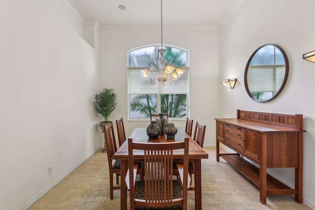139 Sedona Way, Palm Beach Gardens, FL 33418 - dining space with plenty of natural light, a chandelier, crown molding, and light tile patterned floors
