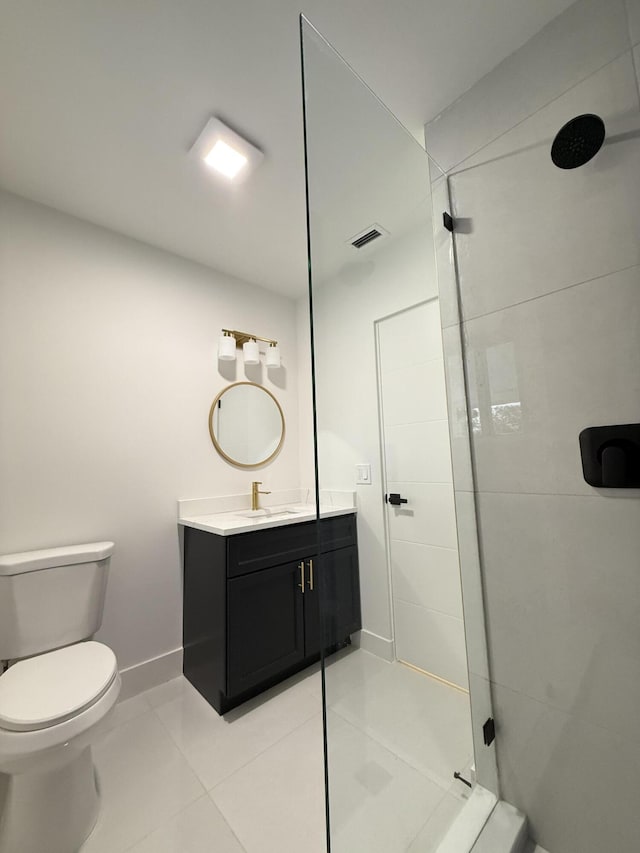 345 Pinehurst Rd, Palm Springs, FL 33461 - full bath with vanity, a stall shower, tile patterned flooring, toilet, and baseboards