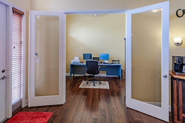 473 SW Dagget Ave, Port Saint Lucie, FL 34953 - office space with dark wood-style flooring, baseboards, and french doors
