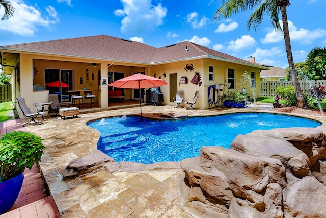 473 SW Dagget Ave, Port Saint Lucie, FL 34953 - view of swimming pool with a patio area and ceiling fan