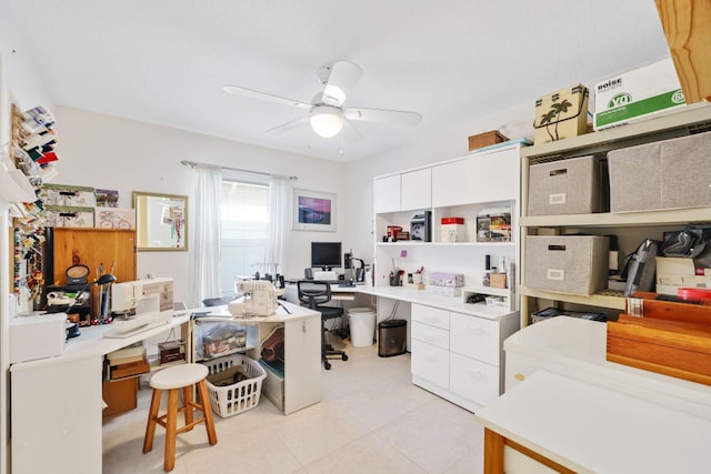 1071 Delray Lakes Dr, Delray Beach, FL 33444 - office featuring ceiling fan and light tile patterned flooring