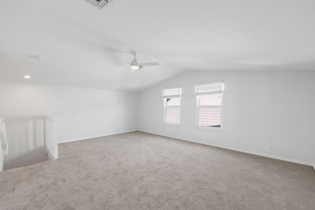 1071 Delray Lakes Dr, Delray Beach, FL 33444 - additional living space with carpet floors, vaulted ceiling, a ceiling fan, baseboards, and recessed lighting