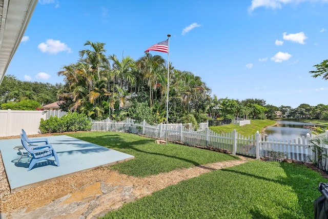 1071 Delray Lakes Dr, Delray Beach, FL 33444 - view of yard with a water view and a patio