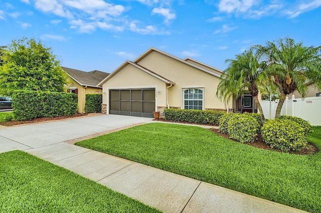 3024 Constellation Dr, Melbourne, FL 32940 - ranch-style house featuring stucco siding, driveway, an attached garage, and stone siding
